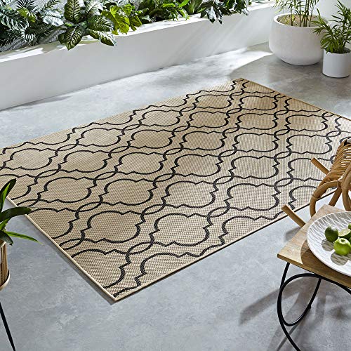 Flair Rugs Florence Alfresco Milan - Alfombra (120 x 170 cm), color beige y negro Cover
