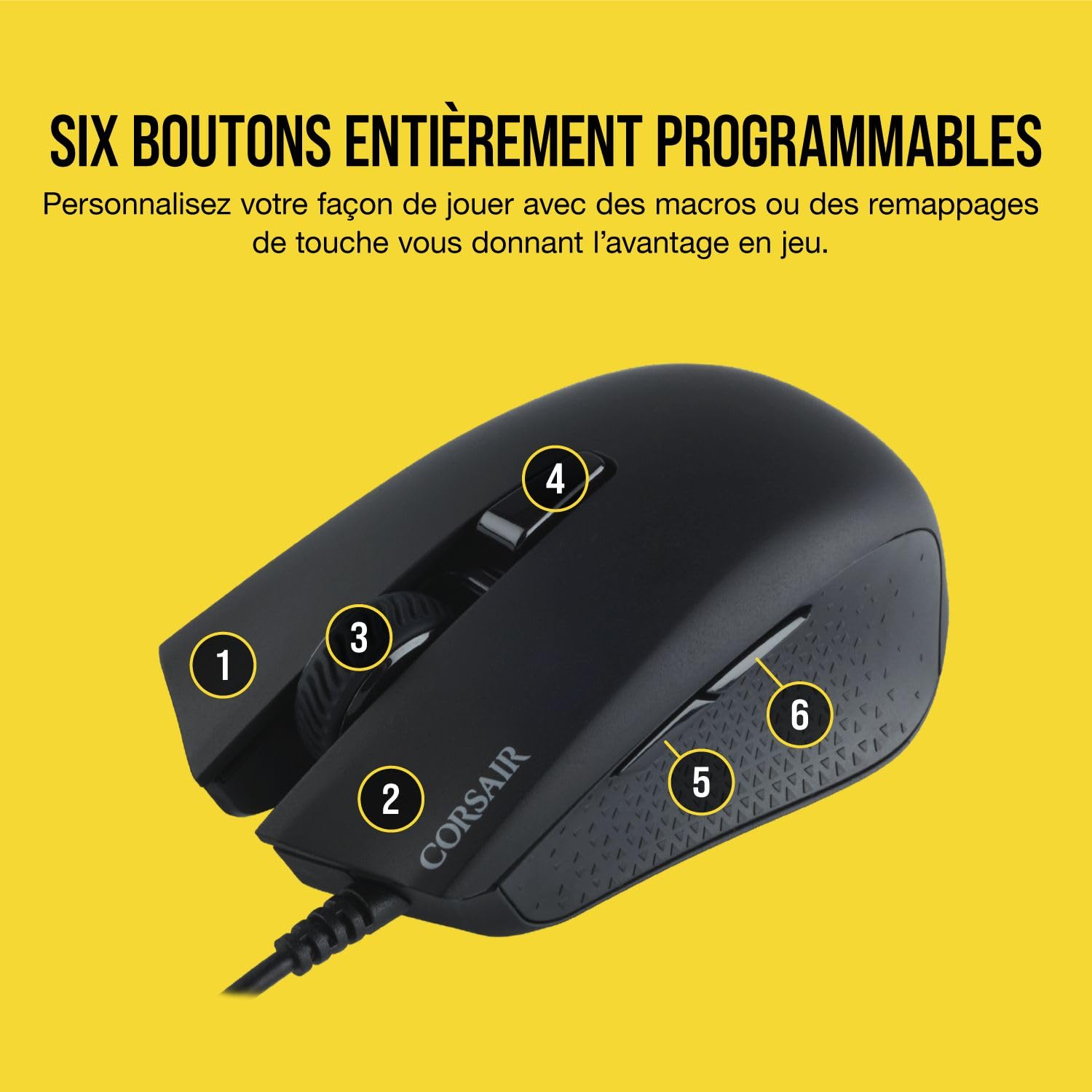 Corsair Harpoon Pro RGB, FPS/MOBA Souris Gaming, 12000DPI – Noir | Optique Capteur, Légère, 6 Boutons Programmables, Rétroéclairage LED