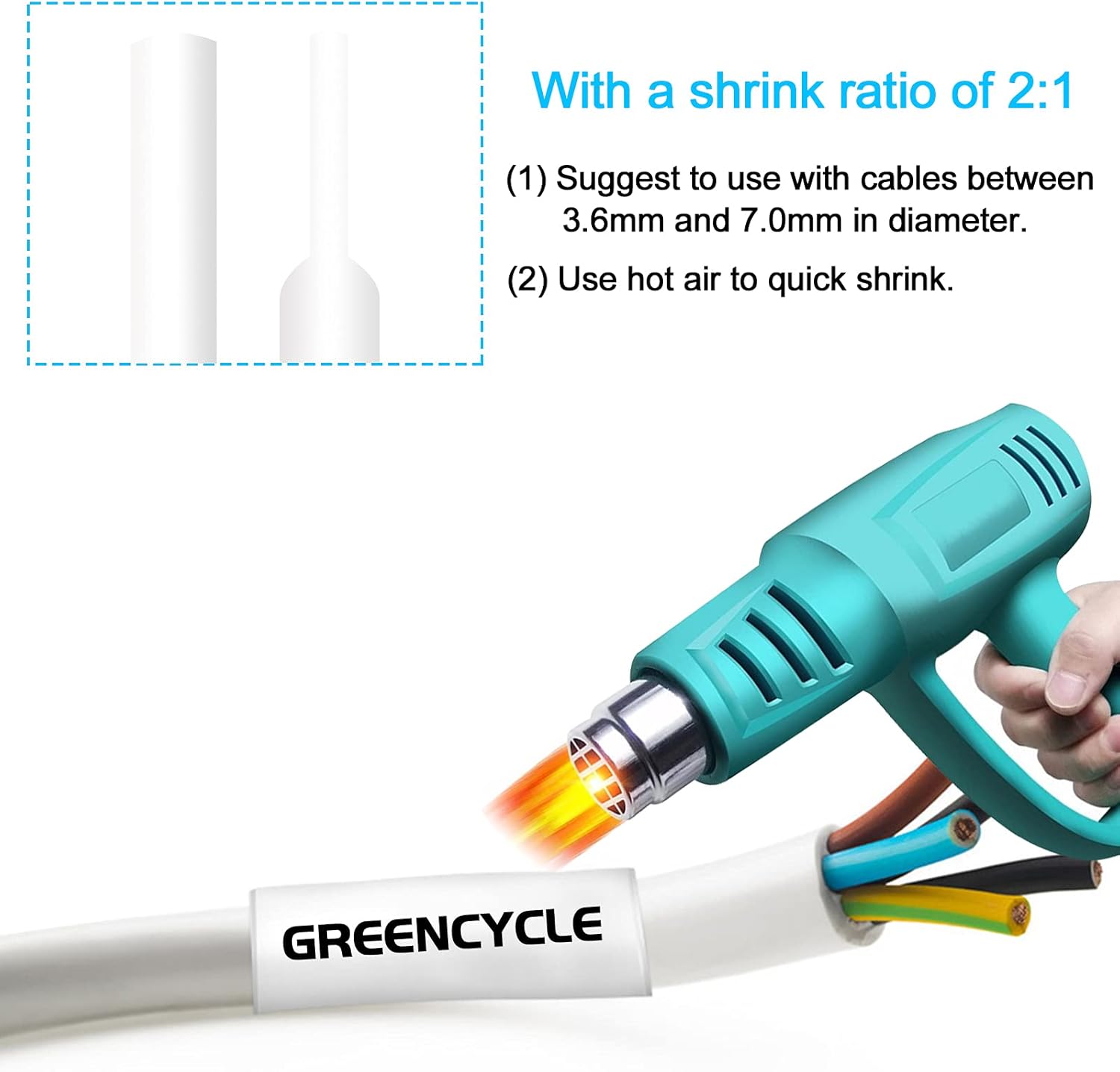 GREENCYCLE 4 Pack Heat Shrink Label Compatible for Brother Ptouch Hse231 Hse-231 Hs-231 Hs231 Heat Shrink Tube Label Tape Hse 11.7mm 0.46" Black on White Label Tape for PTD400 PT-P710BT E300 E500 P900 - Image 4
