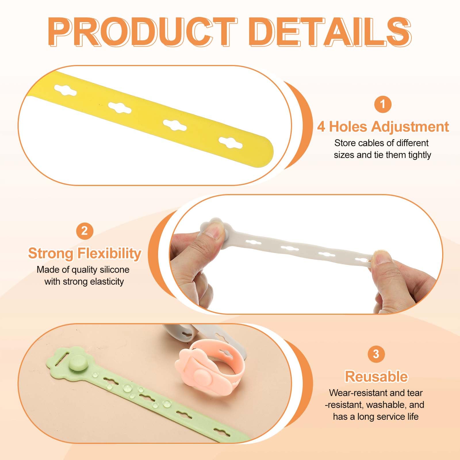 PATIKIL 30Pcs Silicone Cable Ties - Image 3