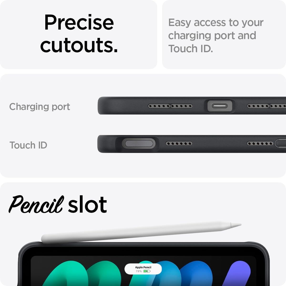 Spigen iPad mini 8.3" A17 Pro Nano Pop Black Sesame & iPad mini 7 & 6 Glas.tR EZ Fit (1P)