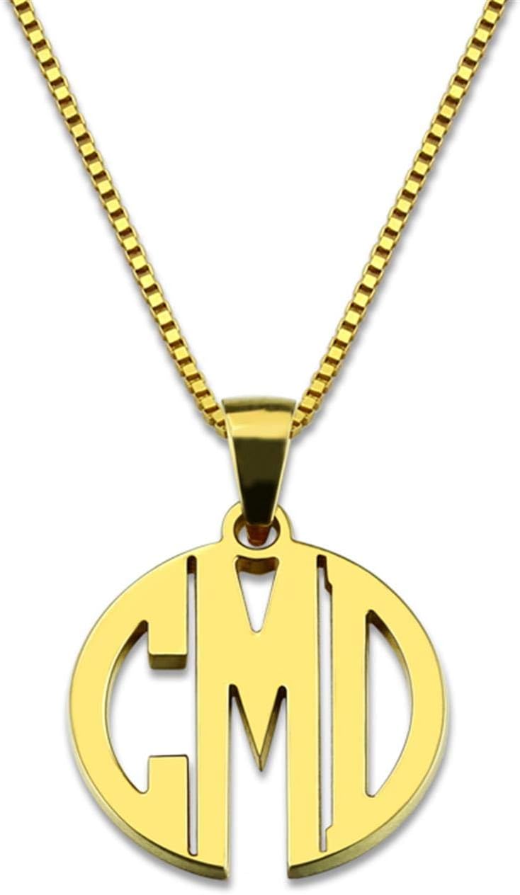 Getname Necklace Custom XS Block Monogram Necklace Custom Made with Any 3 Initials Pendant Necklace in 925 Sterling Silver
