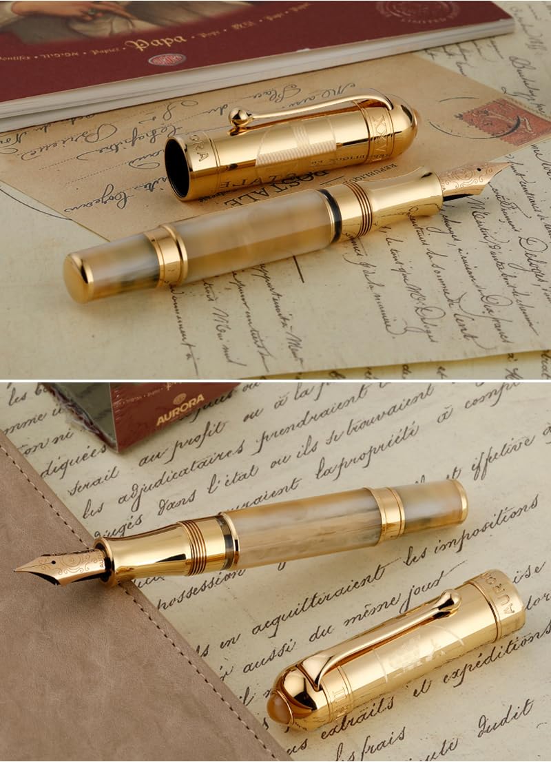 Amazon | AURORA アウロラ 万年筆 ポウプ Pope 透明イエローGT 18K