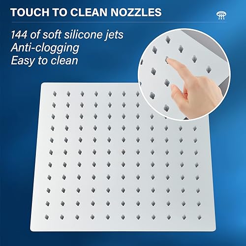 Miniatura 2 de Cabezal de ducha de lluvia de alta presión de 12 pulgadas, cuadrado grande, cabezal de ducha cromado ultrafino para baño