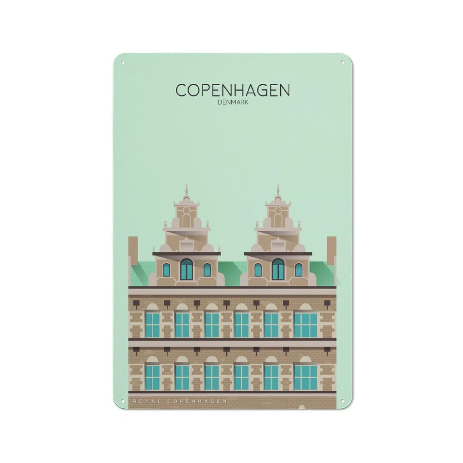 Junmoney Copenhagen Travel Snippet Tin Wall Plaque 30X20cm With For Workshop Wall, Suited To Makers And Diy Enthusiasts