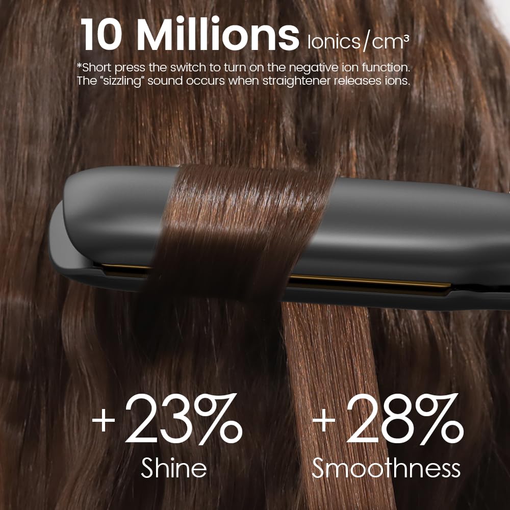 Faszin Piastra Capelli Professionale 2-In-1, Piastre Ioniche di Titanio, Riscaldamento In Soli 20 Secondi, Display LCD Chiaro, Ideale Per Capelli Lisci, Ricci e Mossi