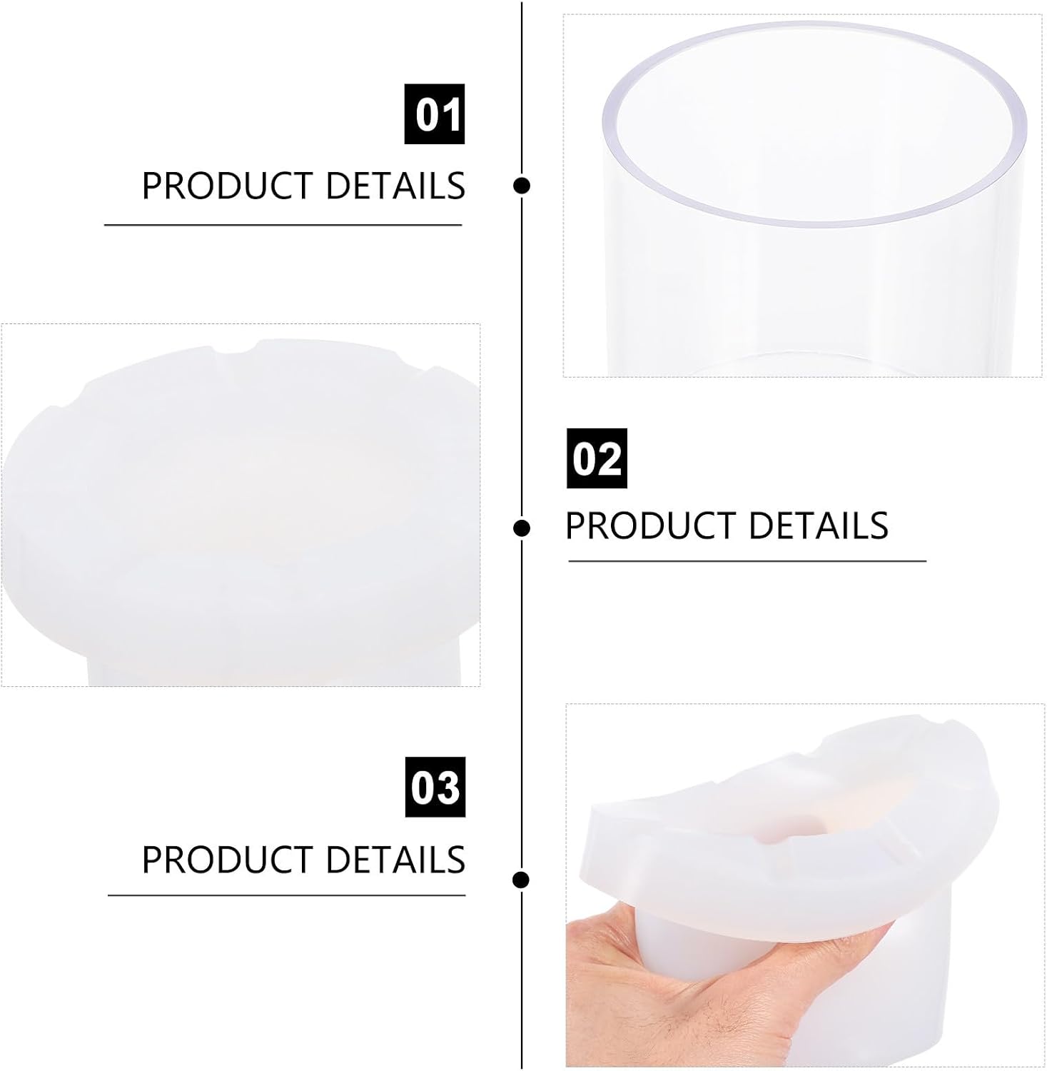 DIY Plastic Hollow Candle Mold for Candles Making Cylinder White