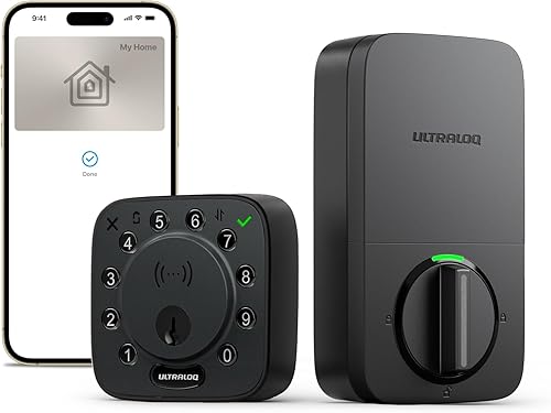 ULTRALOQ Bolt NFC WiFi Smart Lock, cerrojo de entrada sin llave con grifo iPhoneAndroid, control remoto de aplicaciones, teclado, funciona con Apple