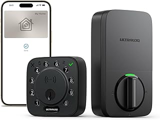 ULTRALOQ Bolt NFC, World's First Smart Lock with Apple Home Key and Android NFC, Tap to Unlock, Built in Wi-Fi Deadbolt, Remote Control, Works with HomeKit, Alexa, Google, 1 Year Battery, Black