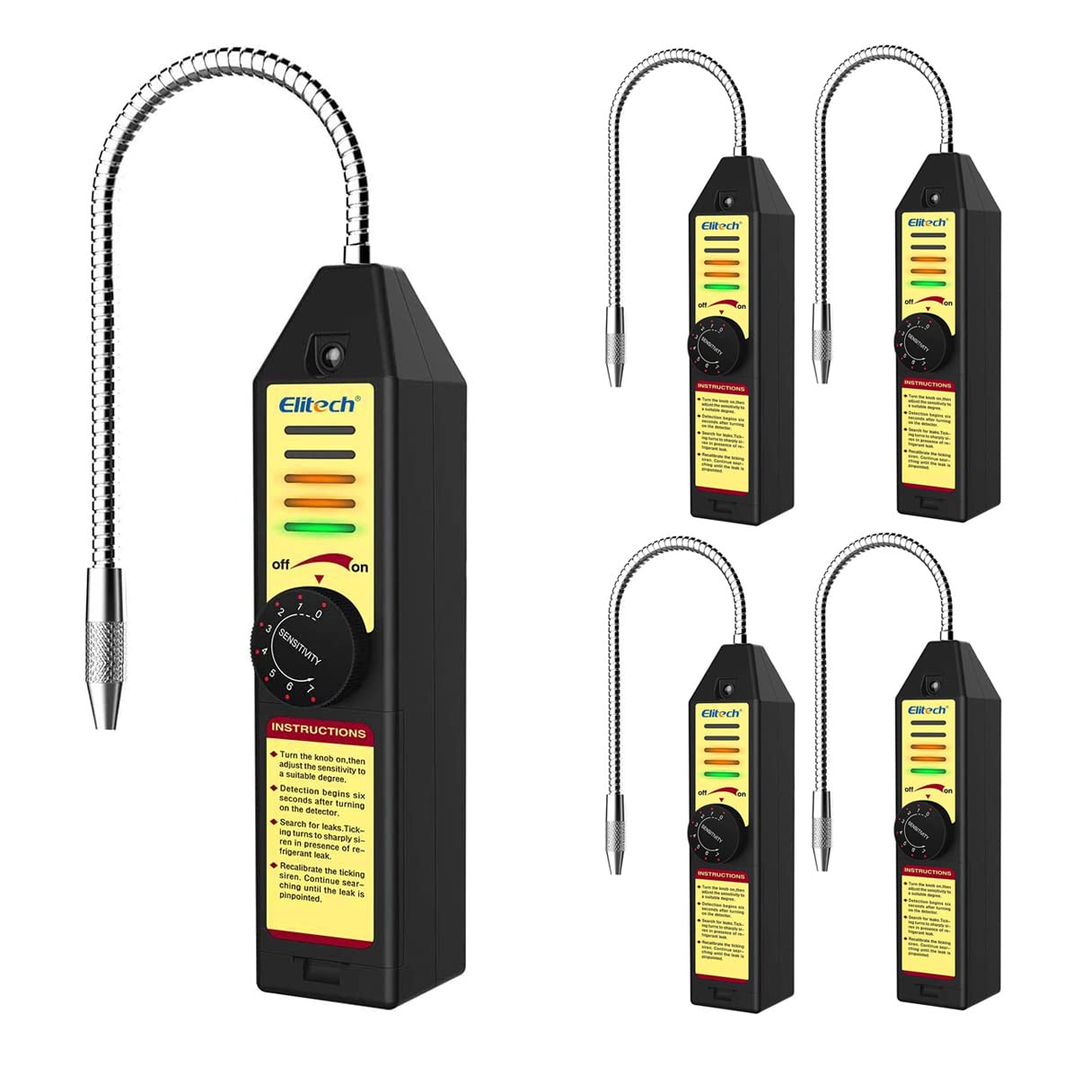 Elitech Refrigerant Leak Detector AC Freon Leak Sniffer R22 R410A R134A R1234YF, WJL-6000S (5PCS)