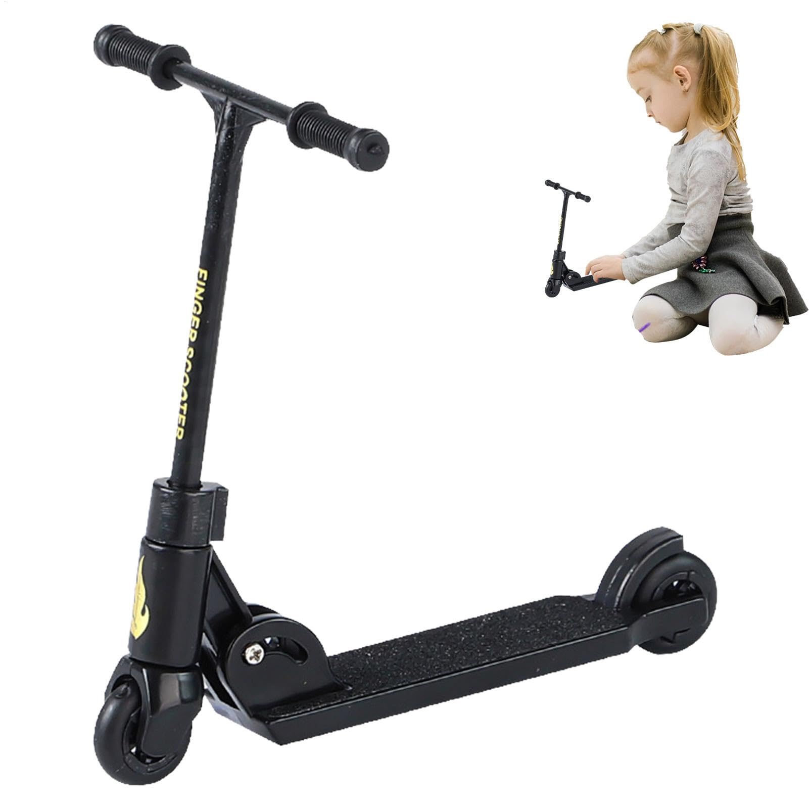 Patinete Plegable de la punta de los dedos Patinete de empuje de la punta de los dedos - Patinete pequeño tipo T con freno para dedo | Juguete de Scooter de mesa Divertido para niños, niñas
