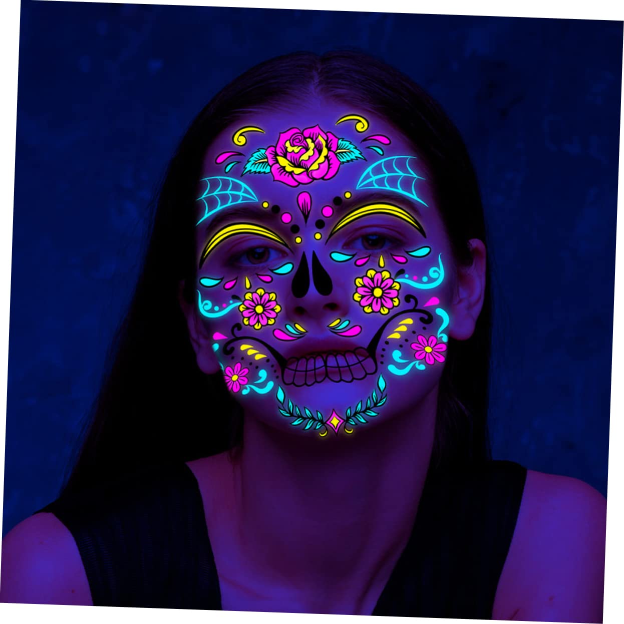 FRCOLOR 40 Hojas Facial temporal Tatuajes temporales de Halloween cara de halloween maquillaje halloween maquillaje para halloween pegatinas tatuajes temporales en la cara