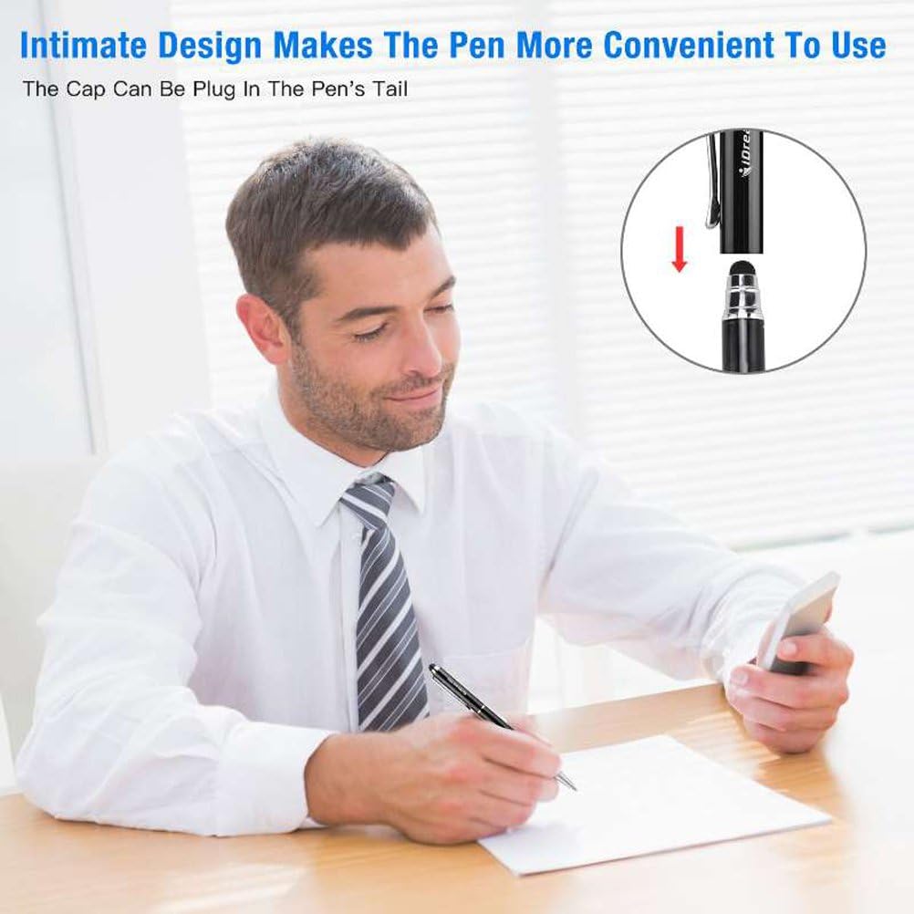 3-in-1 Stylus Pens for Touch Screens,Capactive Stylus for Smartphones,Tablets(5.7 inch Length)-Extra 2 Refills+8 Rubber Tips-Black&Silver