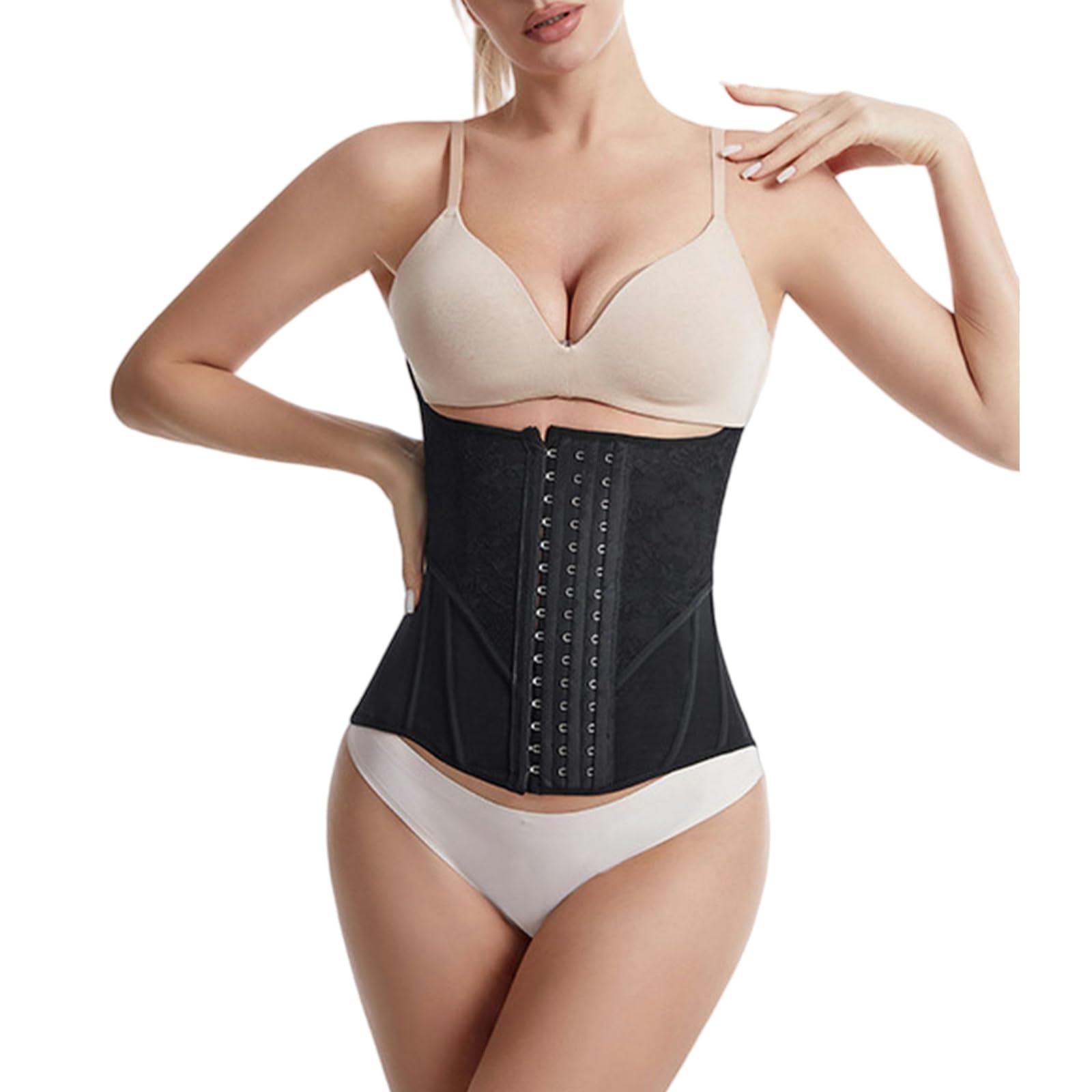Ceinture amincissante Femme Donne in Lattice in Lattice Corsetto Corsetto 25 Addestramento in Acciaio Cinghia di Corsetto Shapewear-Nero-3Xl