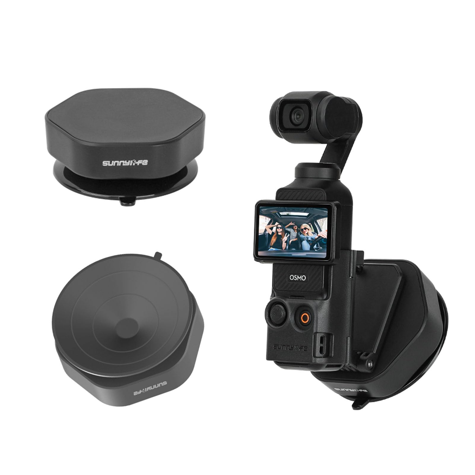 Shaluoman Magnetic Mount Adapter Base for Action Cameras, Strong Suction Cup Adapter Compatible with GoPro Osmo Action Magnetic Mount, Super Expansion