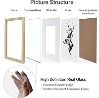 Vista 6 de Yaetm Portarretratos de 11 x 14 pulgadas con paspartú para fotos de 8 x 10 pulgadas, juego de 2, marcos de fotos de madera de roble macizo natural