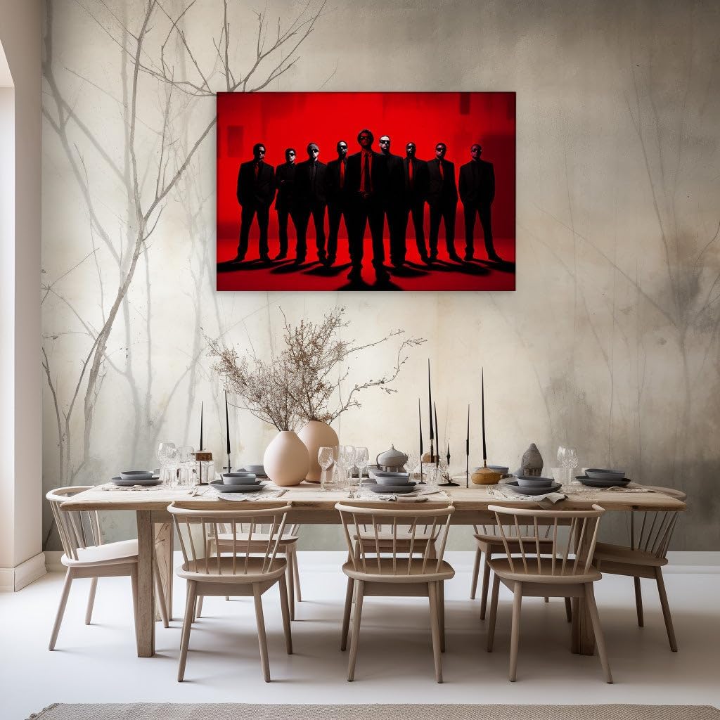 Canvas for Living room. Ten Men in Black Suits Unveil a Tapestry of Mystery and Power, 27 x 18 inch Canvas Wall Art - Artistic Inspirations For Tweens - Modern Home Decor - 69x46 cm (27x18 inch)