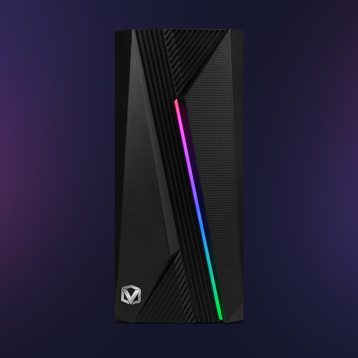 Vibox VTX-1 Boîtier de jeu PC ATX, panneau latéral en verre trempé, ventilateur RVB de 120 mm, noir