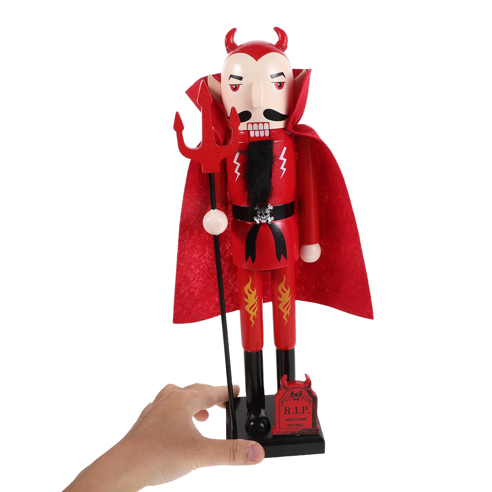 VICASKY Figura Cascanueces de Madera Roja 35,5cm para Halloween