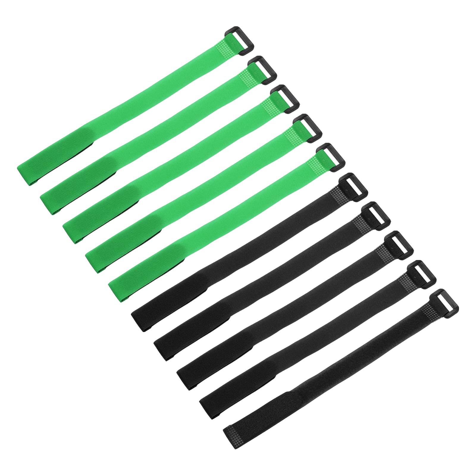 sourcing map 10 Pcs Reusable Battery Tie Down Straps 20mm x 20cm Nylon Multipurpose Battery Hold Down Adjustable Cinch Strap Hook Loop Fastening Tie for FPV RC Drone Boat Car, Black/Green