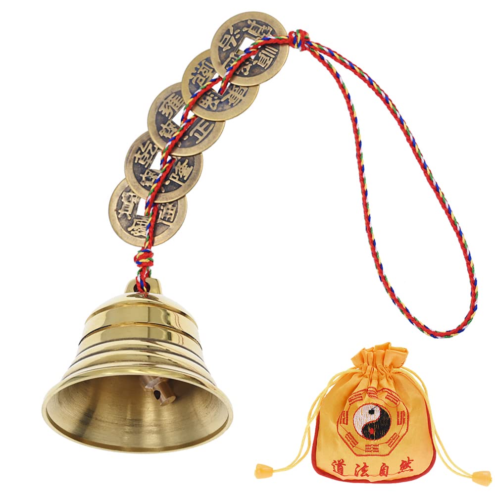 Chinese Feng Shui 5 Emperor Coins Bell - Home Door Decoration Amuletos de Proteccion for Wealth,Luck