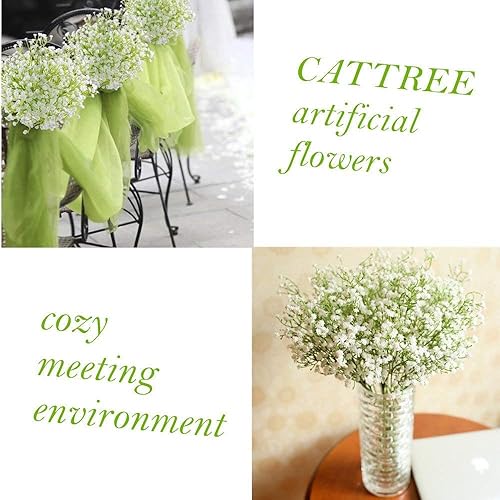 Vista 60 de CATTREE - Flores artificiales, paquete de flores de plástico flocado, plantas falsas, ramo de novia, interior, al aire libre, hogar, oficina, mesa