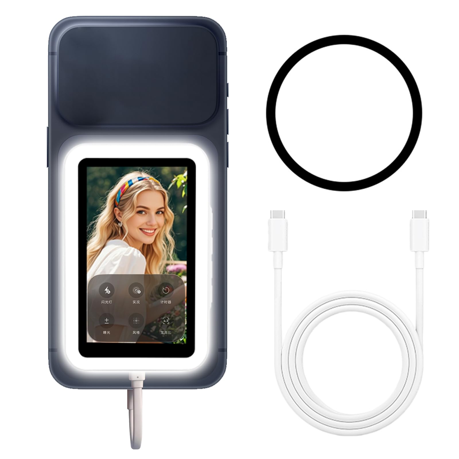 Generic Ekran selfie ze światłem | Generic Ekran do selfie ze światłem złożonym o długości 160 mm 11 cm materiał plastikowy numer modelu RK-14M do smartfonów