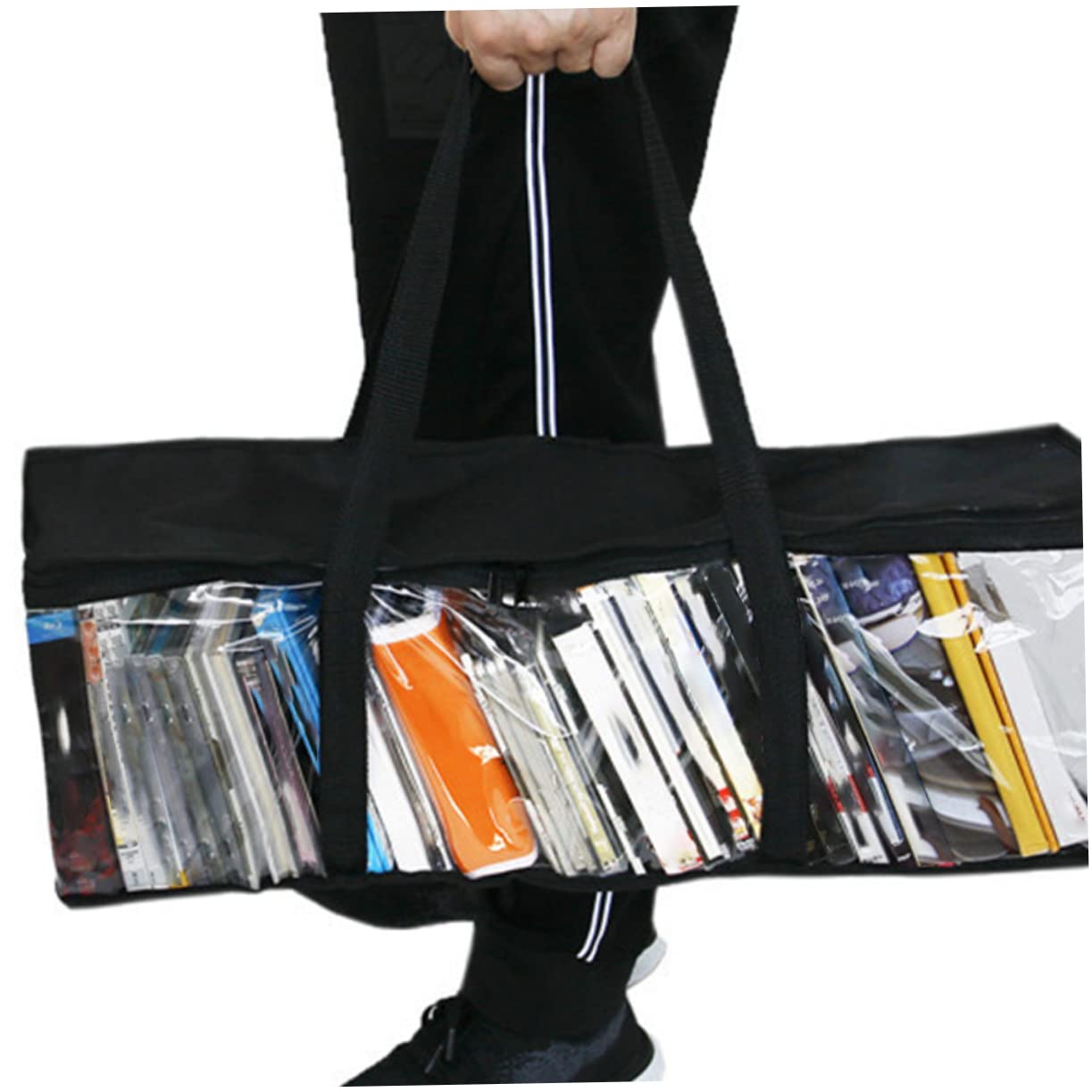 HOODANCOS Portable CD Storage Collection Bag with Zipper Closure Lightweight Dvd Organizer with Reinforced Handles for Video Games Books and Media Protection