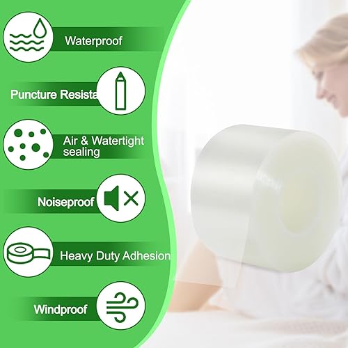 Miniatura 3 de Cinta selladora transparente, contra condiciones climáticas, cinta adhesiva sin residuos, cinta aislante para puertas, ventanas y espacios entre el