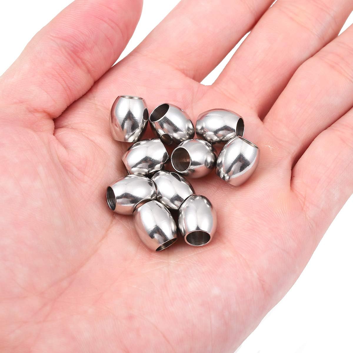 Stainless Steel Spacer Beads 10x11mm Oval Loose Charm Caps Beads for DIY Jewelry Making 10pcs with 6mm Hole - Image 5