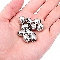 Vista 5 de Cuentas espaciadoras de acero inoxidable de 0.394 x 0.433 in ovaladas sueltas para hacer joyas de bricolaje, 10 unidades con agujero de 0.236
