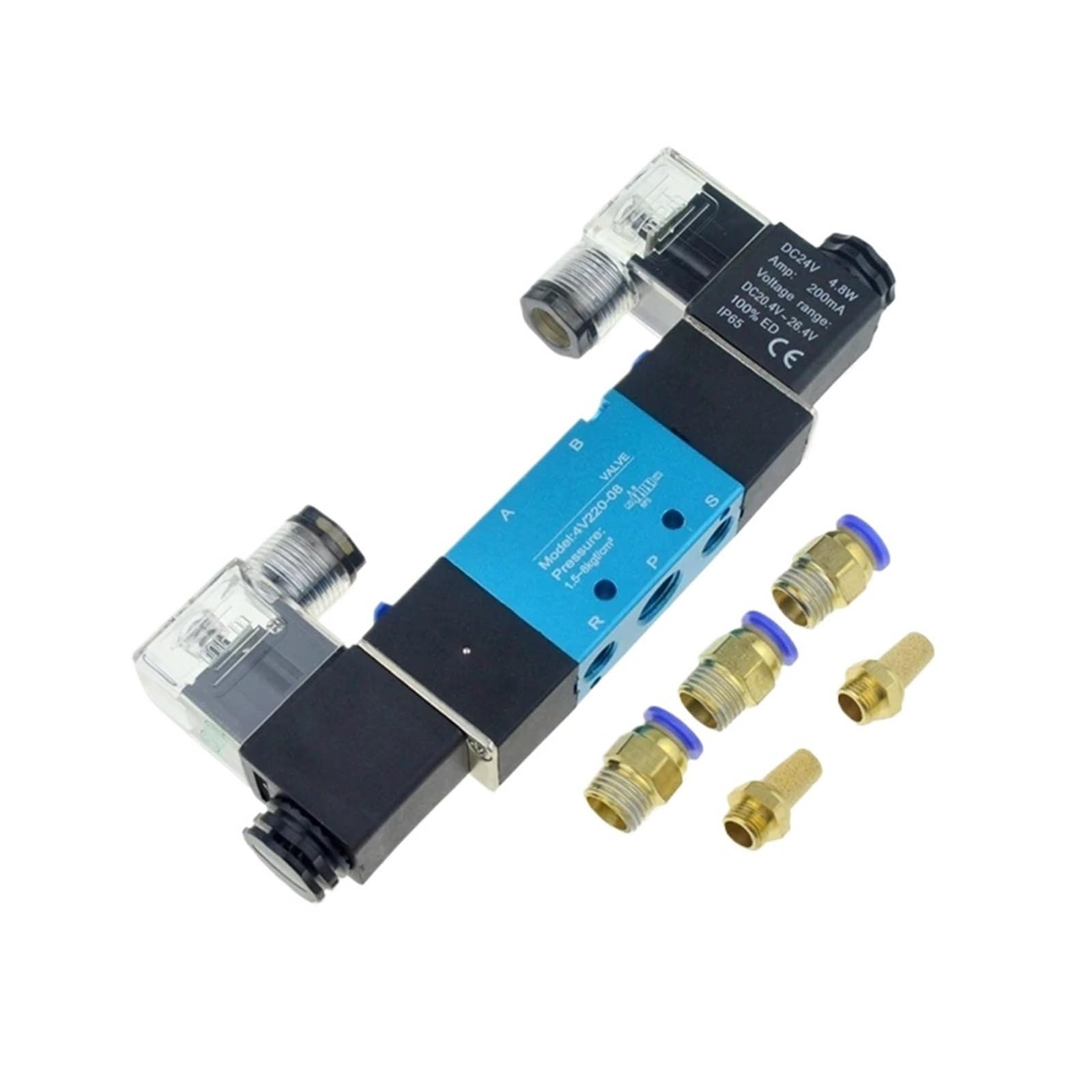 Elektryczny pneumatyczny zawór elektromagnetyczny z podwójną kontrolą, 2 pozycje, 5-drożny, 12 V, 24 V, 220 V, 6 mm, 8 mm, 10 mm (SL-4 mm, DC 24 V)