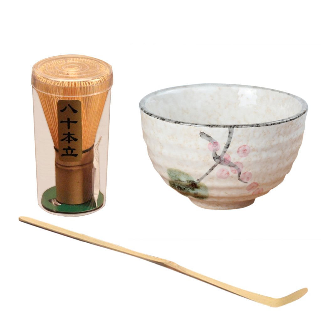 Generico Set di 2 Ciotole per la Cerimonia del tè Tradizionale Giapponese Matcha Chawan con Smalto Bianco e Motivo Floreale di Loto, Ciotole per Cereali e Noodles