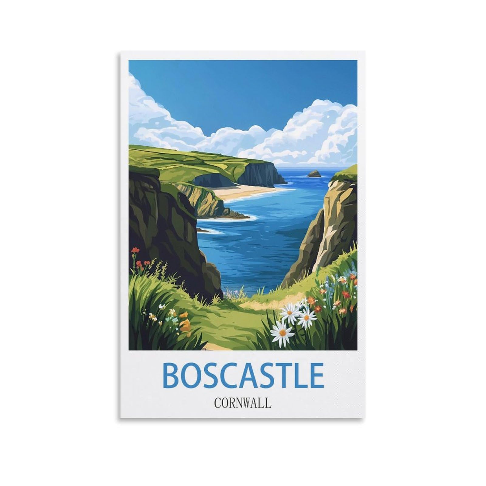 Xllyxygjq Unframe-Style Boscastle Cornwall Vintage Travel Posters 08X12inch(20X30cm) Canvas Wall Art Poster Print Artwork Painting Picture For Home Decoration Living Room Office Bedroom