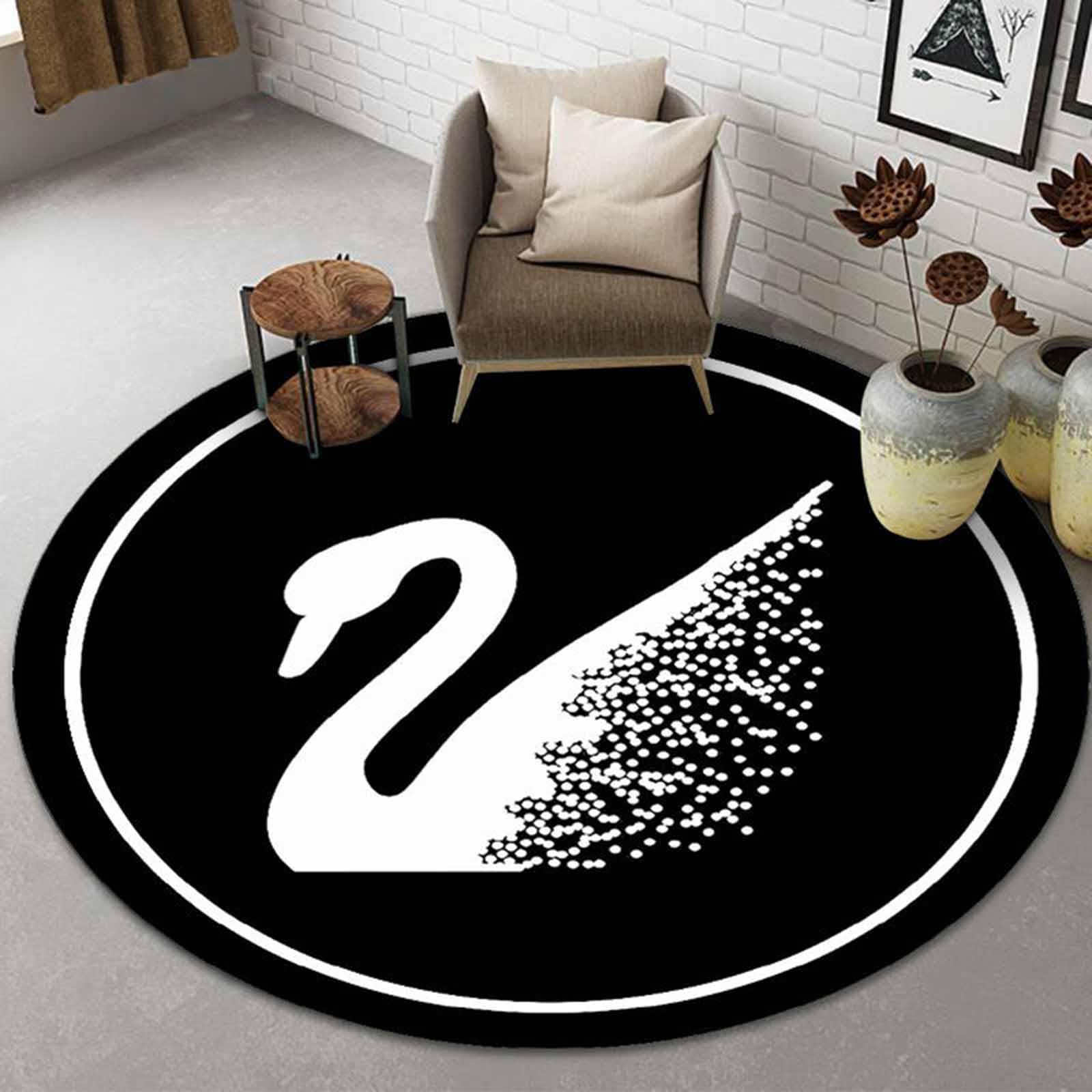 Tapis de Chambre Minimaliste Moderne Blanc Noir 60cm 80cm 100cm 120cm 140cm 160cm 180cm 200cm Tapis Lavable en Machine pour à Coucher de Salon intérieur