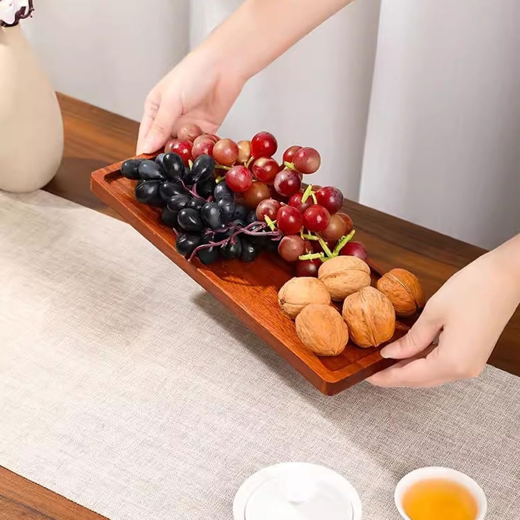 Bandeja Rectangular para Servir, Bandeja de Burbujas secas, Bandeja de té de Nogal, Bandeja de Madera Maciza para el hogar, Bandeja para postres de Frutas, bandejas para Comer en el Regazo