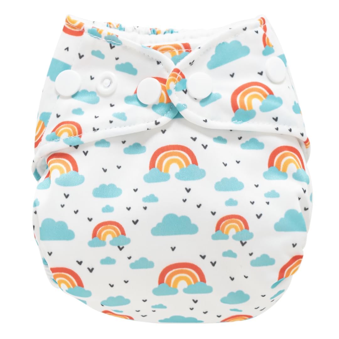 Pom Pom Sweethearts Reusable Cloth Diaper with Removable Insert For Babies | Washable and Reusable Cloth Diaper for New Born Baby | Skin Friendly | Can absorb up to 3 pees | Helps in Potty Training | Adjustable | Suitable for 2-5 kgs | 0-3 months | White & Blue-image-31