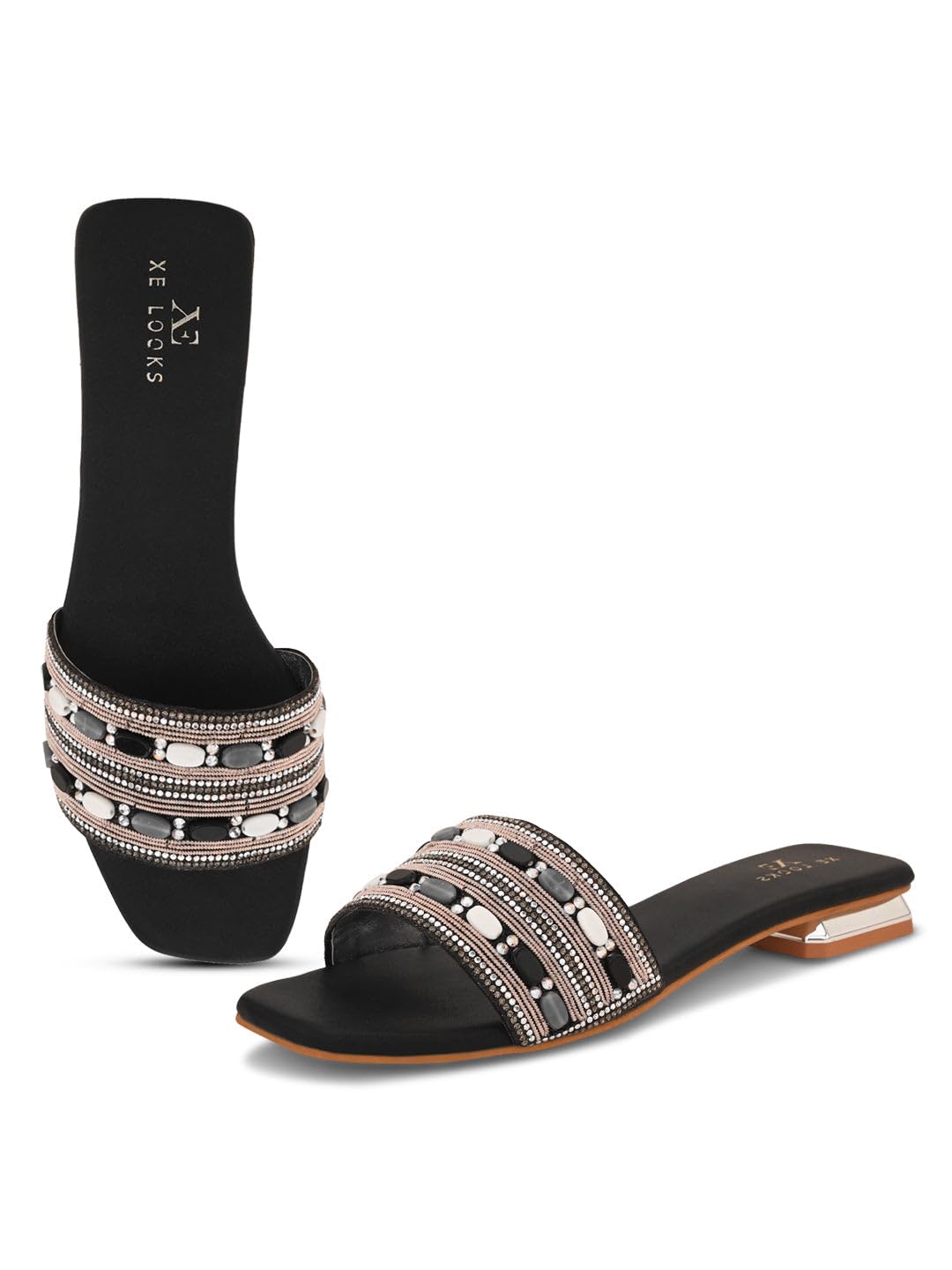 XE Looks Elegant Black Beaded Flat Slippers for Women UK 6 (B0D9HH5GJ6) Amazon Price History, Amazon Price Tracker