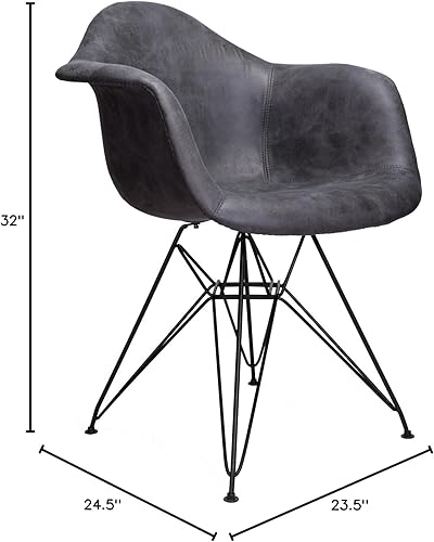 Miniatura 2 de Sillón DAR tapizado de tela de cuero sintético gris frío Markle con patas de acero negro