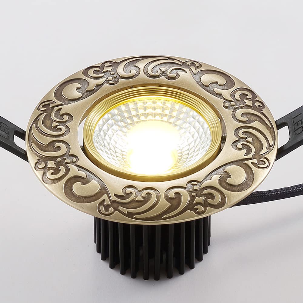 Confezione da 8 faretti da Incasso in Ottone da 2,5-3,5 Pollici, 3W-9W, luci da soffitto a LED con Montaggio a Filo, ano reabile, Luce da soffitto a LED per Camera da Letto