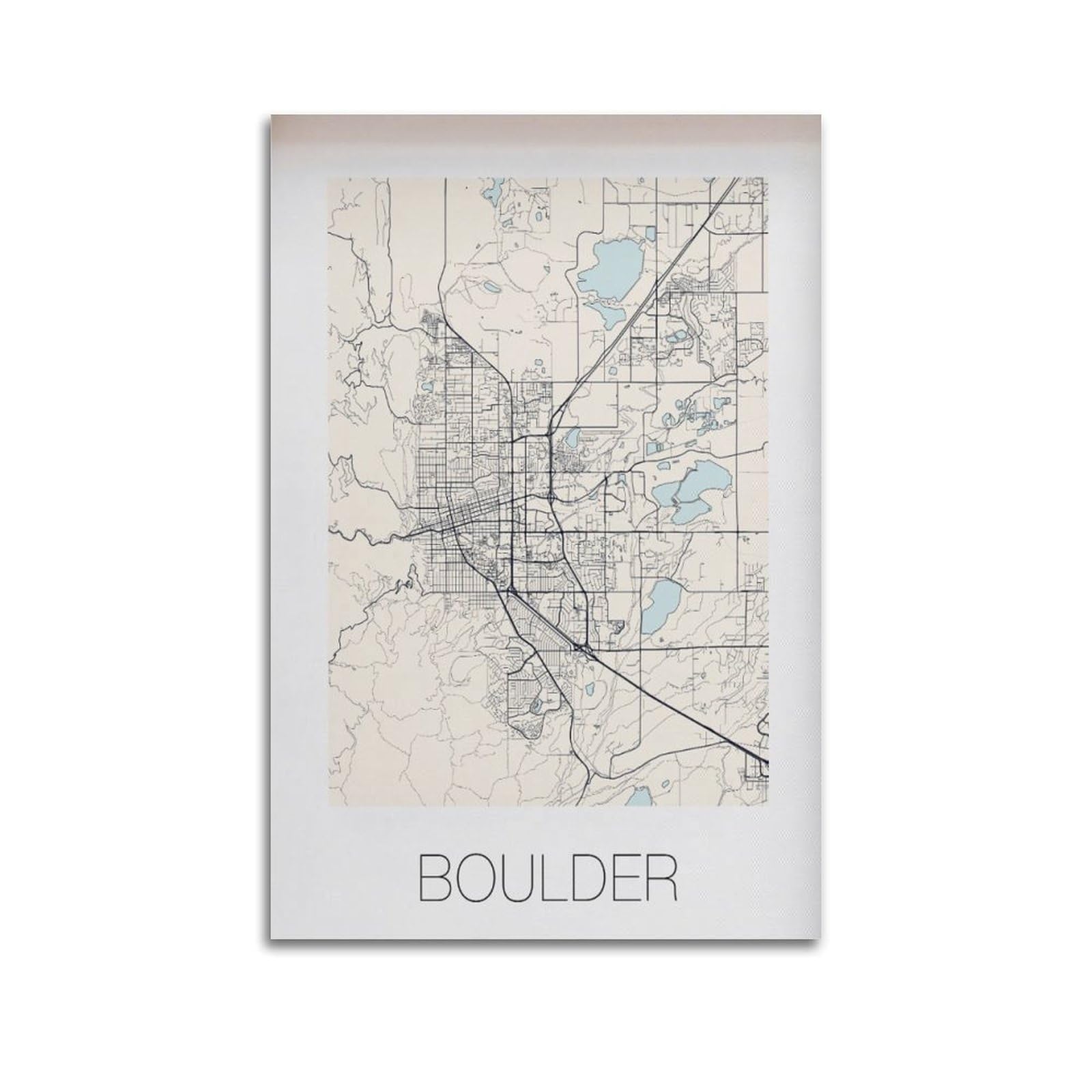 xiaoxiaoshen Boulder Colorado Map Canvas Poster Wall Art Prints Room Aesthetic Murals Bedroom And Living Decorations 24x36inch(60x90cm)
