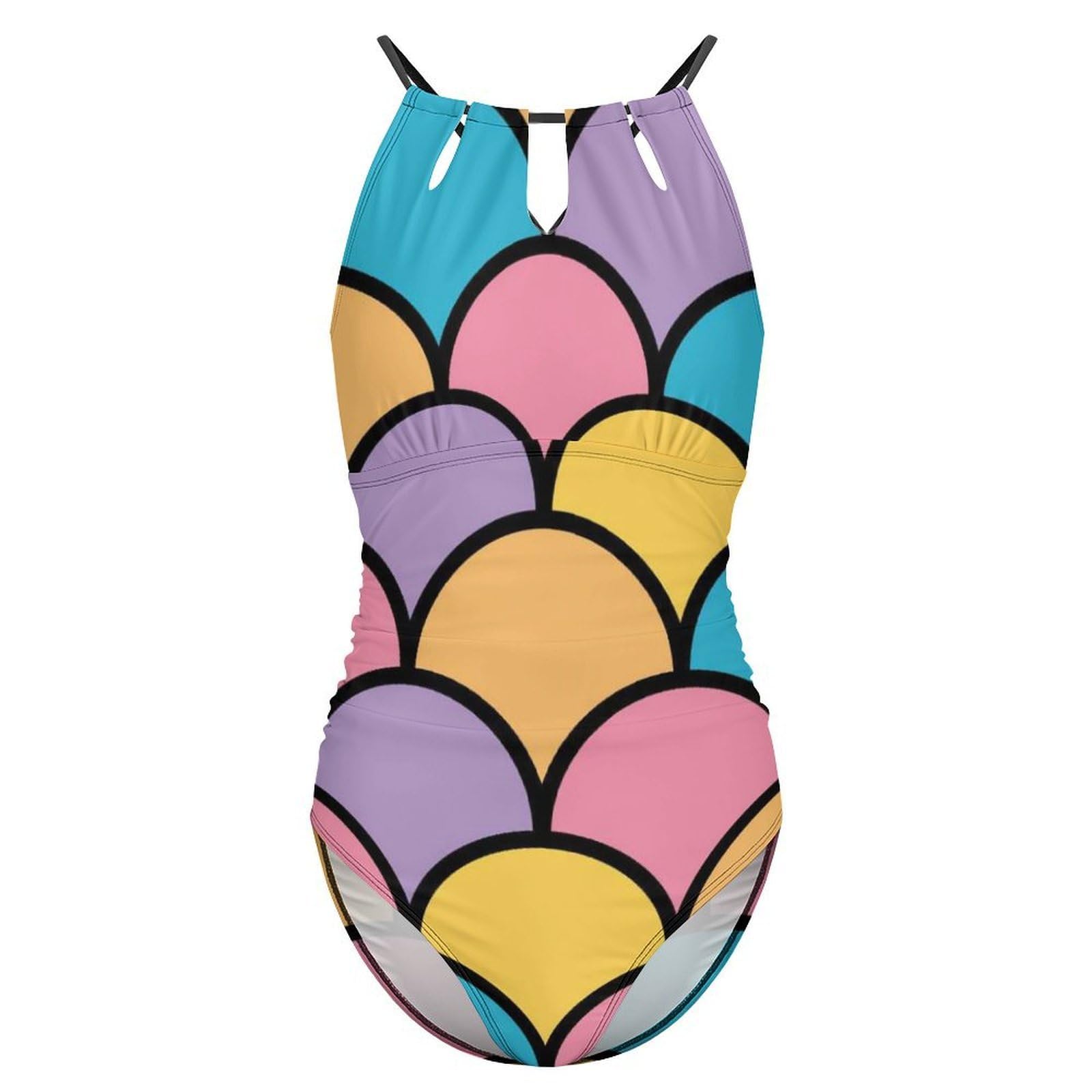 Farbige Meerjungfrauenflosse Damen Einteilige Badeanzug Bademode Bauchweg Swimsuit Schwimmanzug Tankini