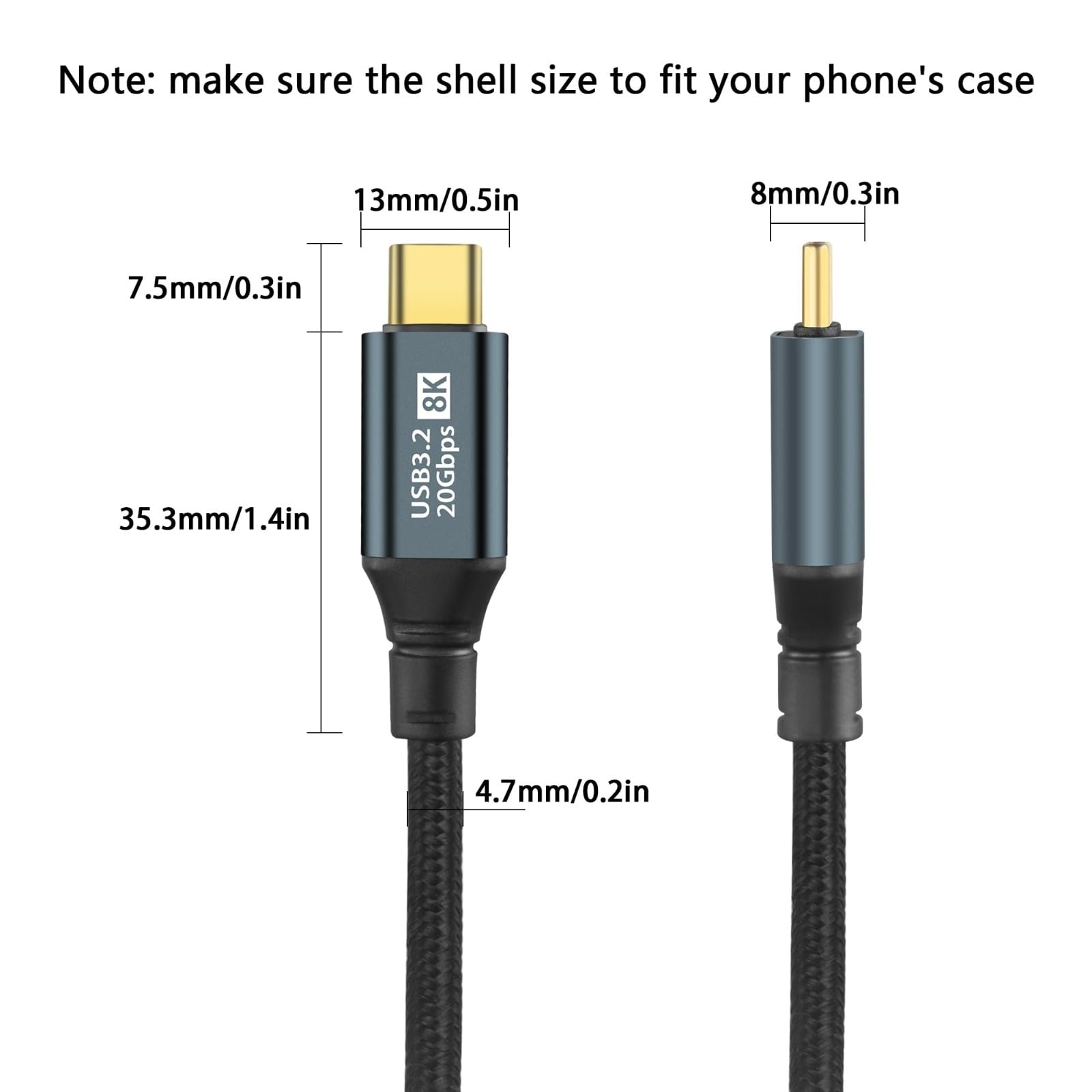 ETZIN USB C to Monitor Cable 1M/3.2FT-8K@60Hz USB C Display Cable-100W PD Fast Charging-USB 3.2 Gen 2 20Gbps Data Transfer, USBC to USBC Video Cable. — Amazon image 8