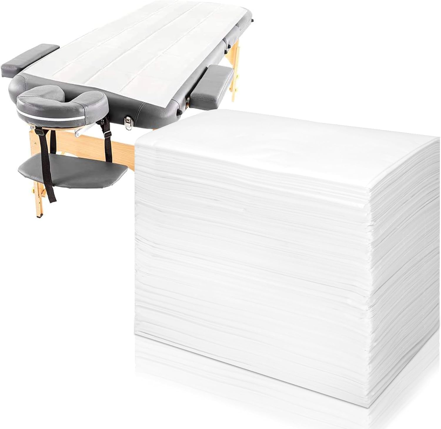100 Stück Einweg Spannlaken für Massageliegen, Einweg Bettlaken Einweg Massagetisch Bettlaken für SPA Massagetisch Hotels Vliesstoff 80 x 180cm Weiß