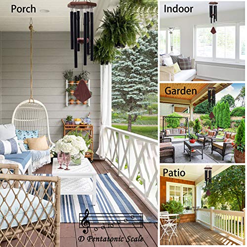 Small Wind Chimes For Outside, Wind Chimes Outdoor Tuned Soothing Melody, Sympathy Wind Chimes For Mom/Housewarming, Black Windchimes Outdoors Decoration. #TOP3