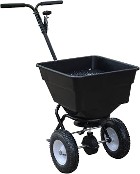 Icemaster 50 Manual Gritter Black   Push Along Grit Spreader for Schools, Businesses & Roadside Use   50 Litre Walk Behind Salt Spreader for Winter Safety   Self-Assembly Required