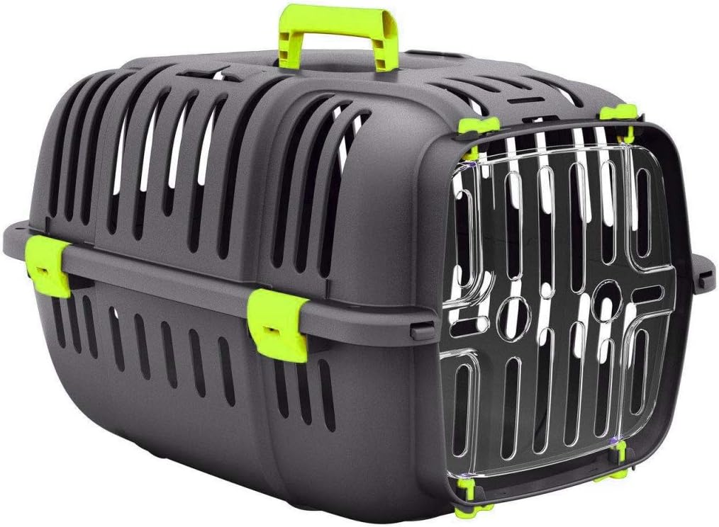 HERITAGE SKIPPADUO PLASTIC PET CARRIER DOG PUPPY CAT KITTEN RABBIT TRANSPORT TRAVEL CAGE (Lime