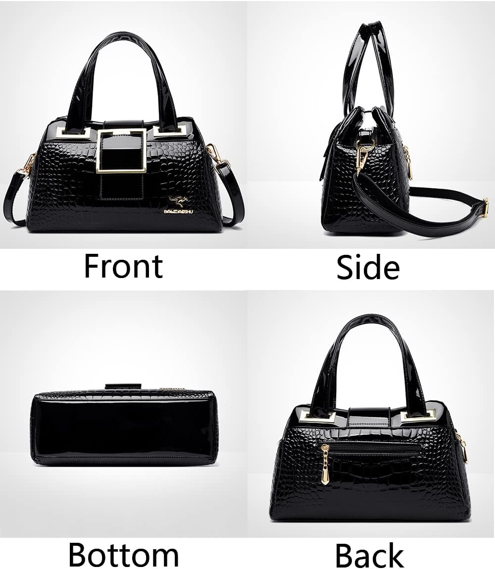 Tote Bag for Women Fashion Texture Shoulder Bag Patent Leather Handbag Purse
