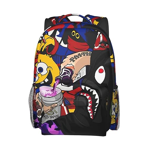Vkaxopt Backpack Shark Teeth Camo Backpacks Travel Laptop Daypack Big Capacity Bookbag Fashion Durable Back Pack for School Boy Girl Men and Women-SuperGraffiti
