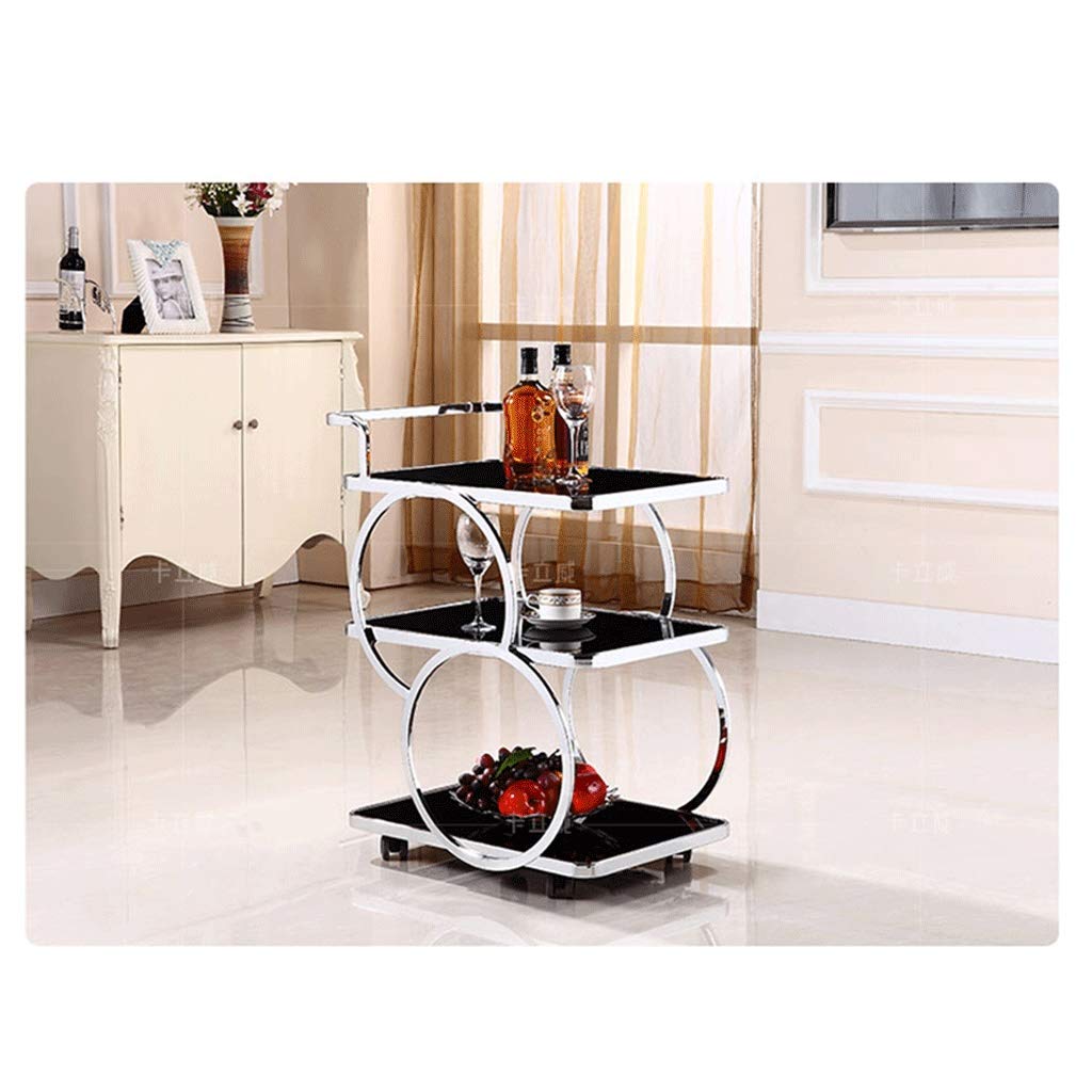 Carrito de té móvil para Hotel/Restaurante con Isla de Servicio de bandejas y Organizador de Almacenamiento, Carrito de Bar y Carrito de Cocina.